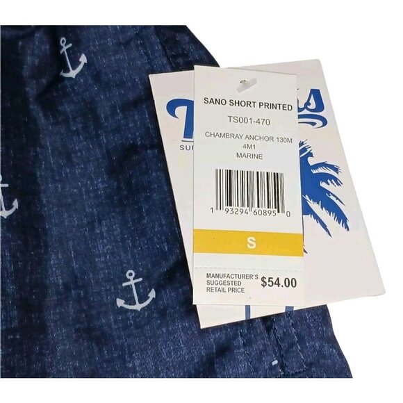 NWT Trunks Surf & Swim Co. Printed Sano Swim Shorts Mens Sm Chambray Anchor AOP - Picture 6 of 8